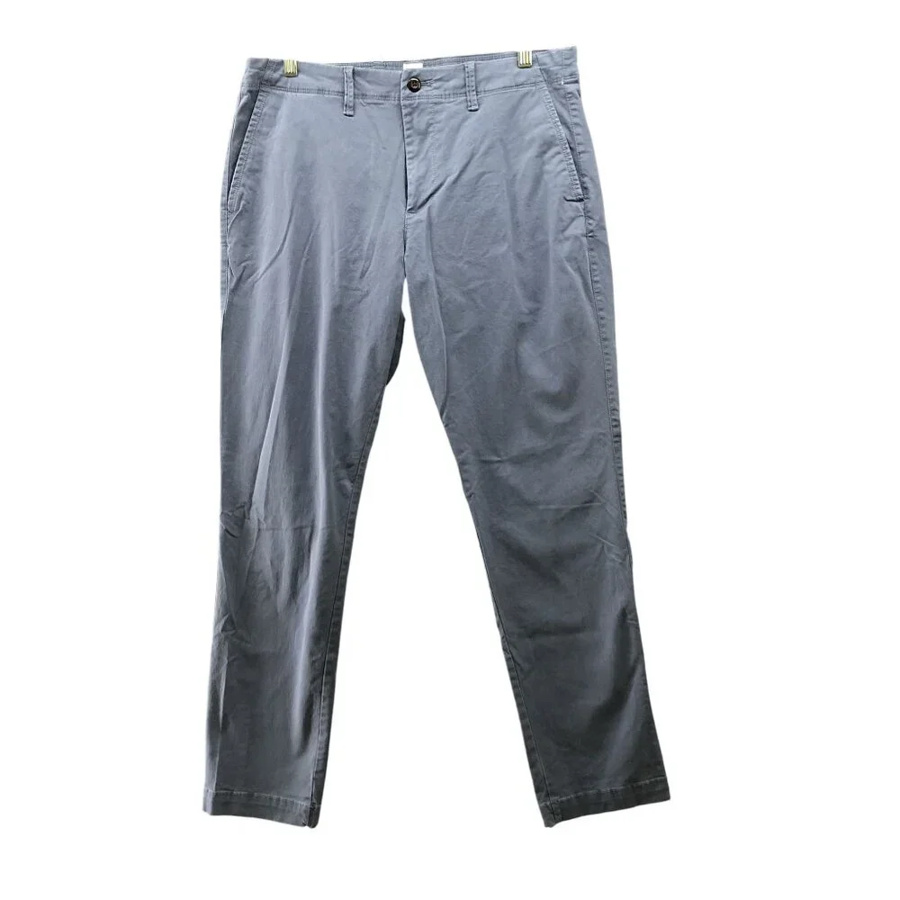 Gap Lived In Slim Chino Pants Mens 34x32 In Blue Pearl Stretch Flat Front
